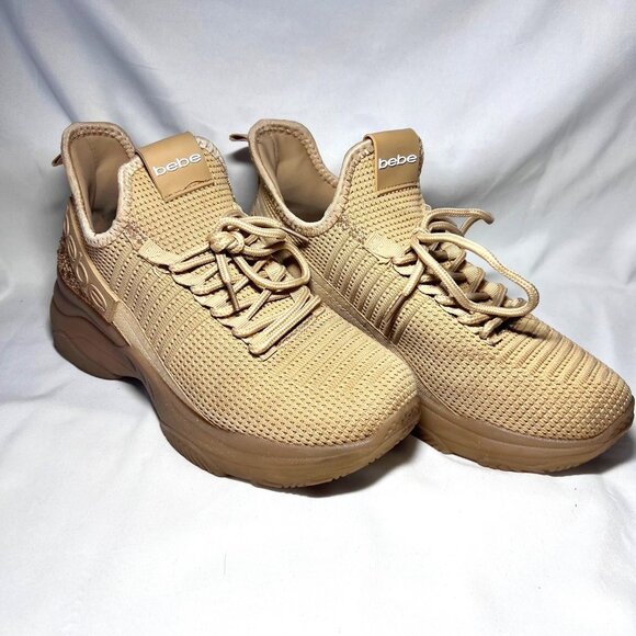 Bebe Sport Analia Women's Gold/Tan/Rhinestone Sneakers-Slip On-Sz.8 1/2-Comfy - Picture 2 of 16